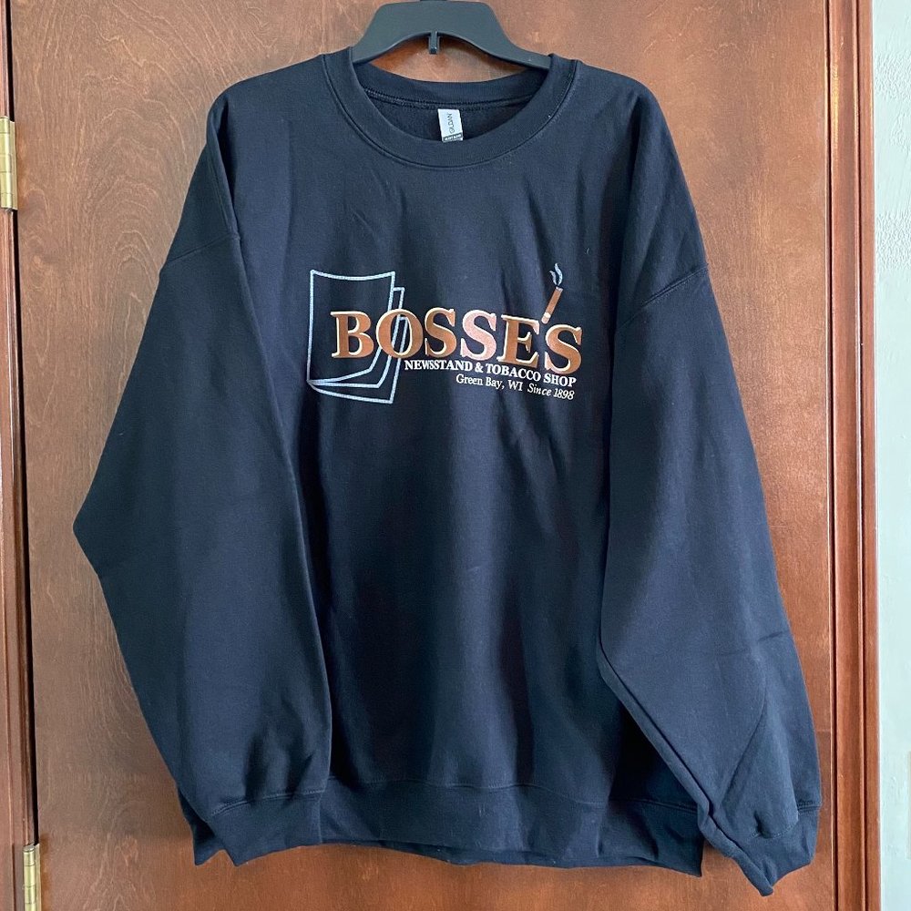 Bosse's News Green Bay Black Crewneck v2